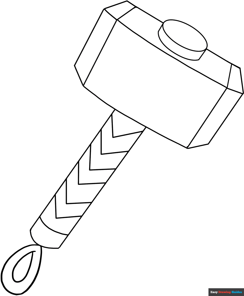 Thors Hammer Coloring Page Easy Drawing Guides