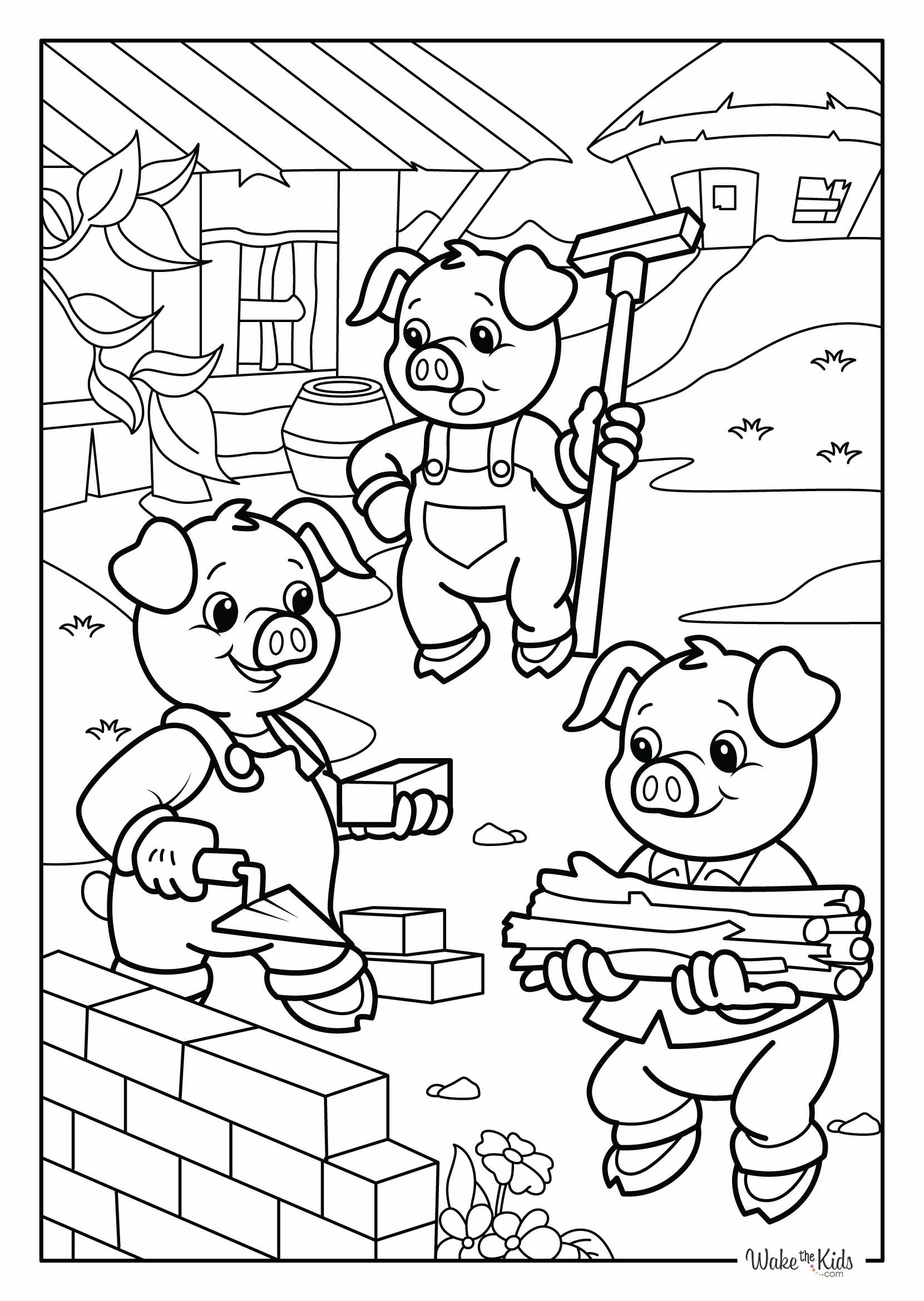 Three Little Pigs Coloring Pages Free Printable PDFs WakeTheKids