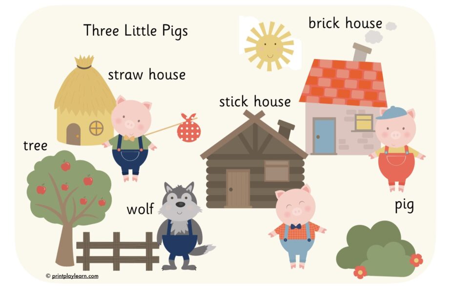 Three Little Pigs Word Mat Tinted Printable Teaching Resources Print Play Learn