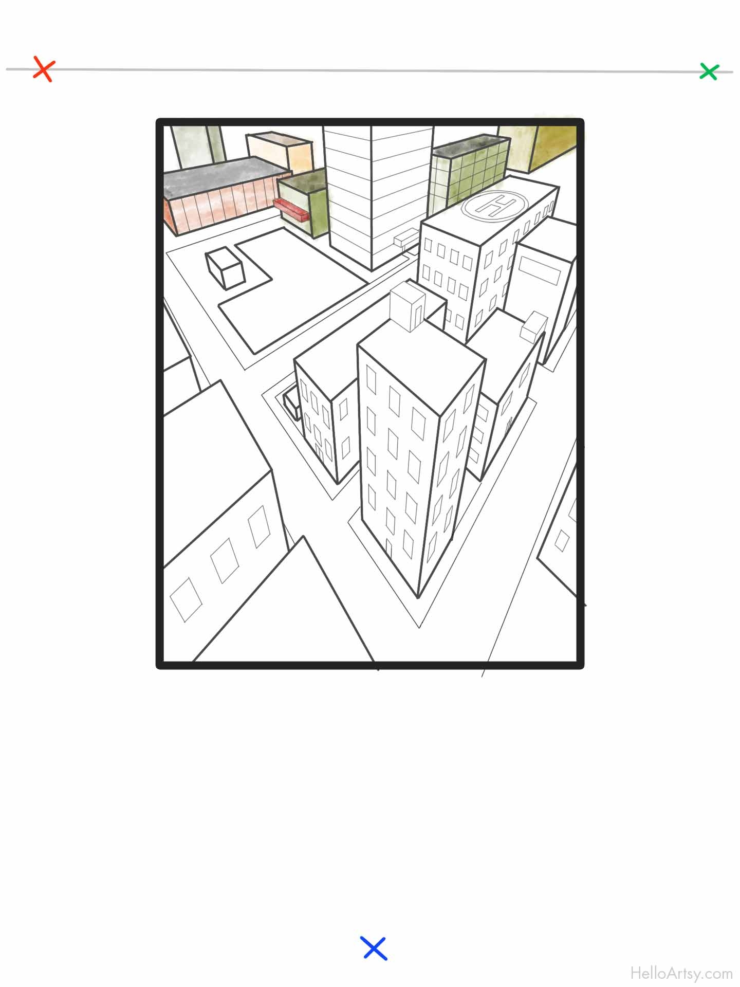 Three Point Perspective HelloArtsy Boxes Buildings City 