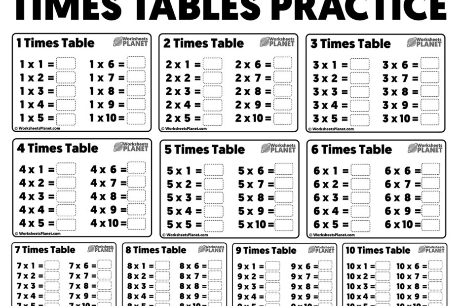 Times Tables Practice Worksheets Ready To Print