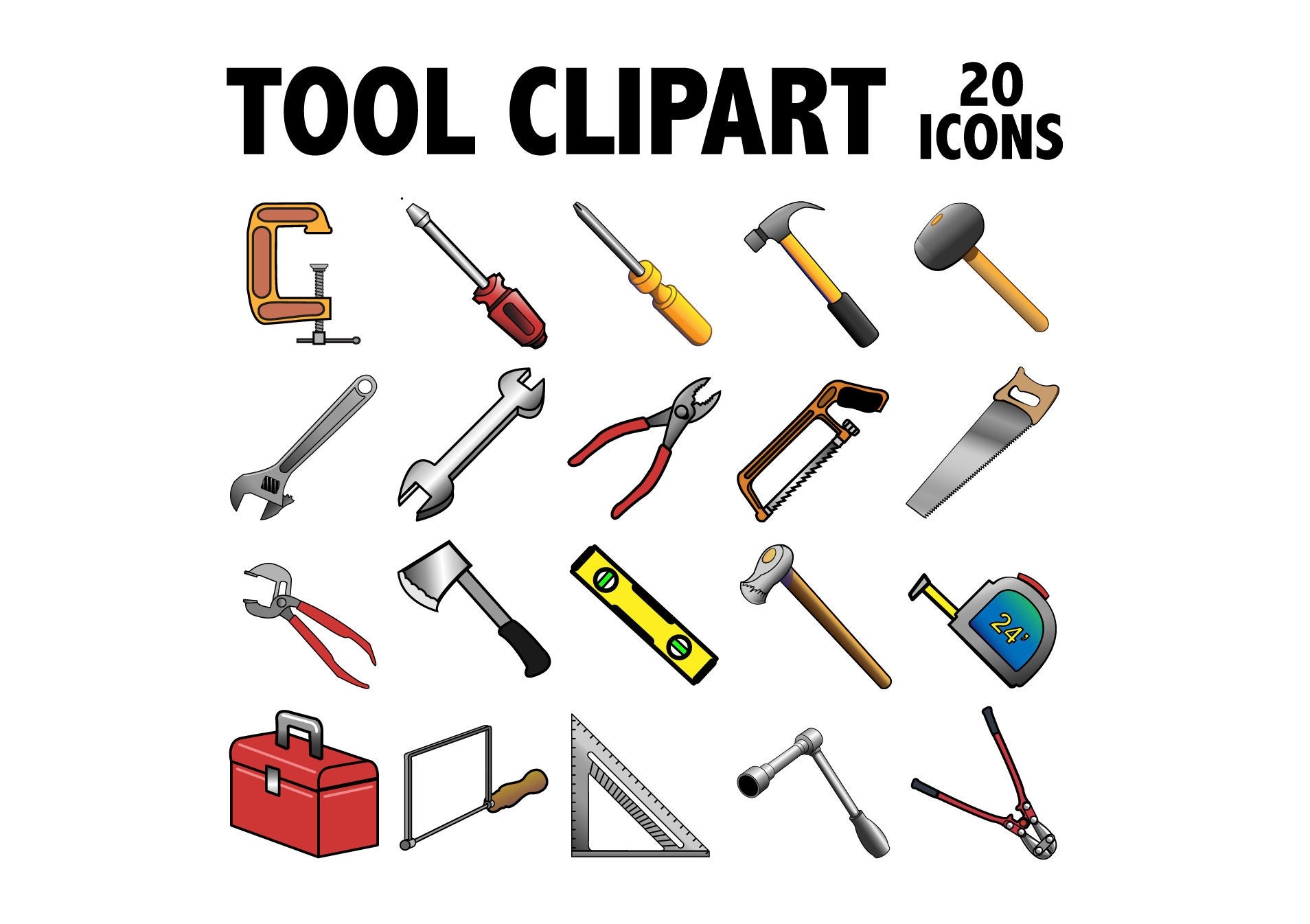 TOOLS CLIPART Printable Construction Equipment Icons Handyman Worksheets Library