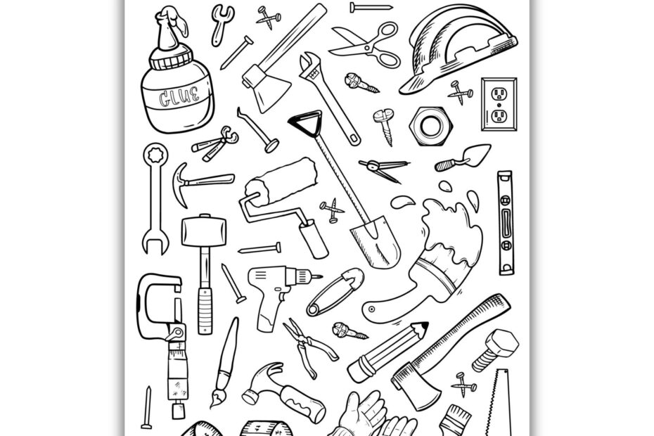 Tools Coloring Page Printable Kids Activities Etsy