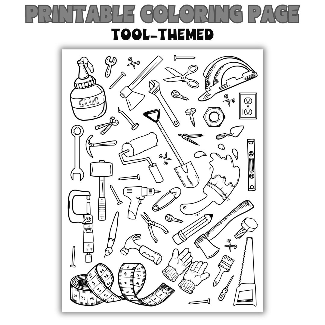 Tools Coloring Page Printable Kids Activities Etsy UK