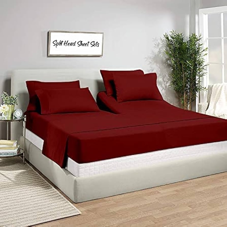Top Split King Flex Head Sheet Set For Sleep Number Mattress Fits Deep Pocket Bed 1800 Thread Count Super Soft And Cool 4 Piece Set With Pillowcases 