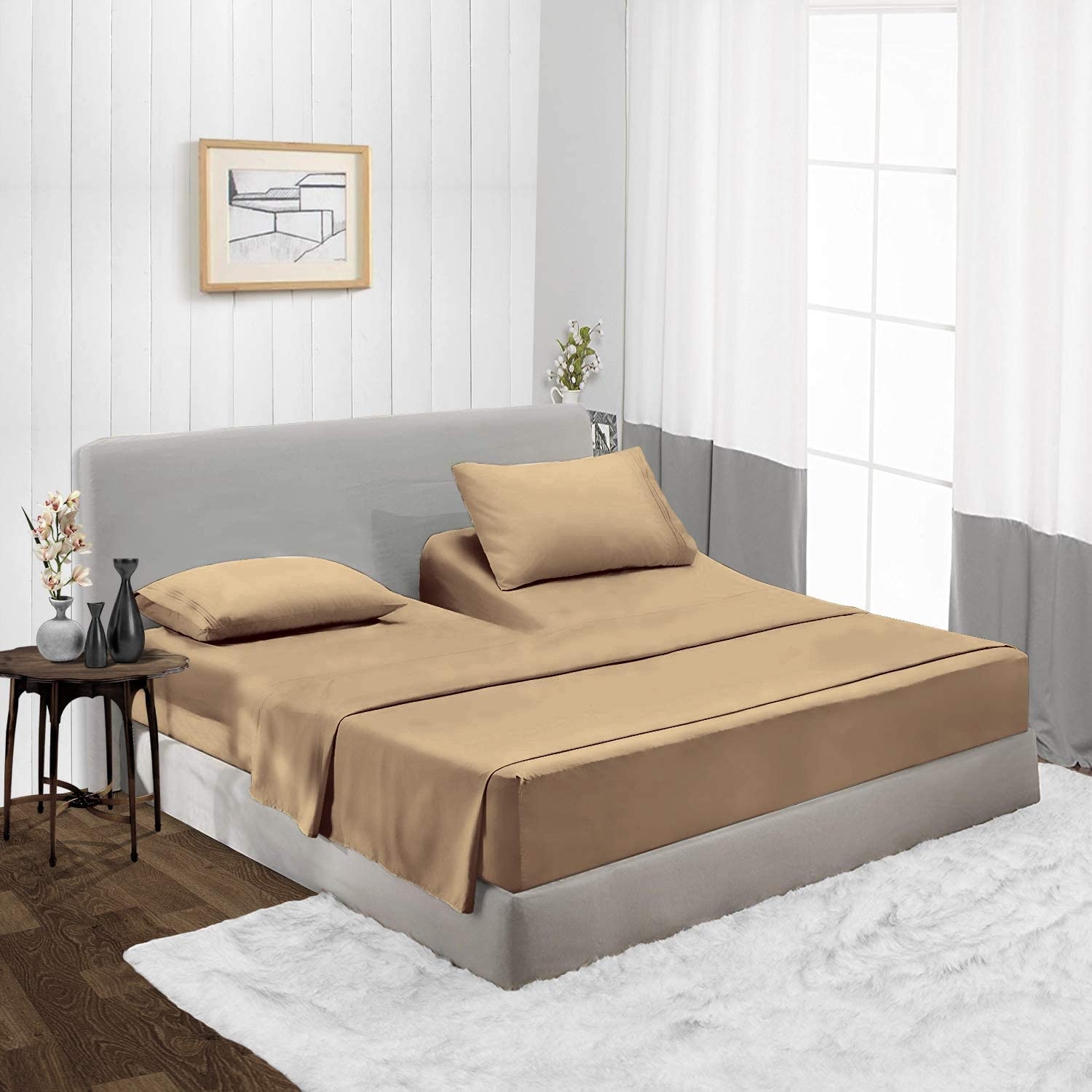 Top Split King Flex Head Sheet Set For Sleep Number Mattress Fits Deep Pocket Bed 1800 Thread Count Super Soft And Cool 4 Piece Set With Pillowcases