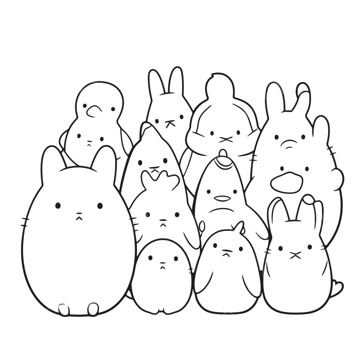 Totoro Coloring Pages Printable Kigure Outline Sketch Drawing Vector Wing Drawing Ring Drawing Color Drawing PNG And Vector With Transparent Background For Free Download