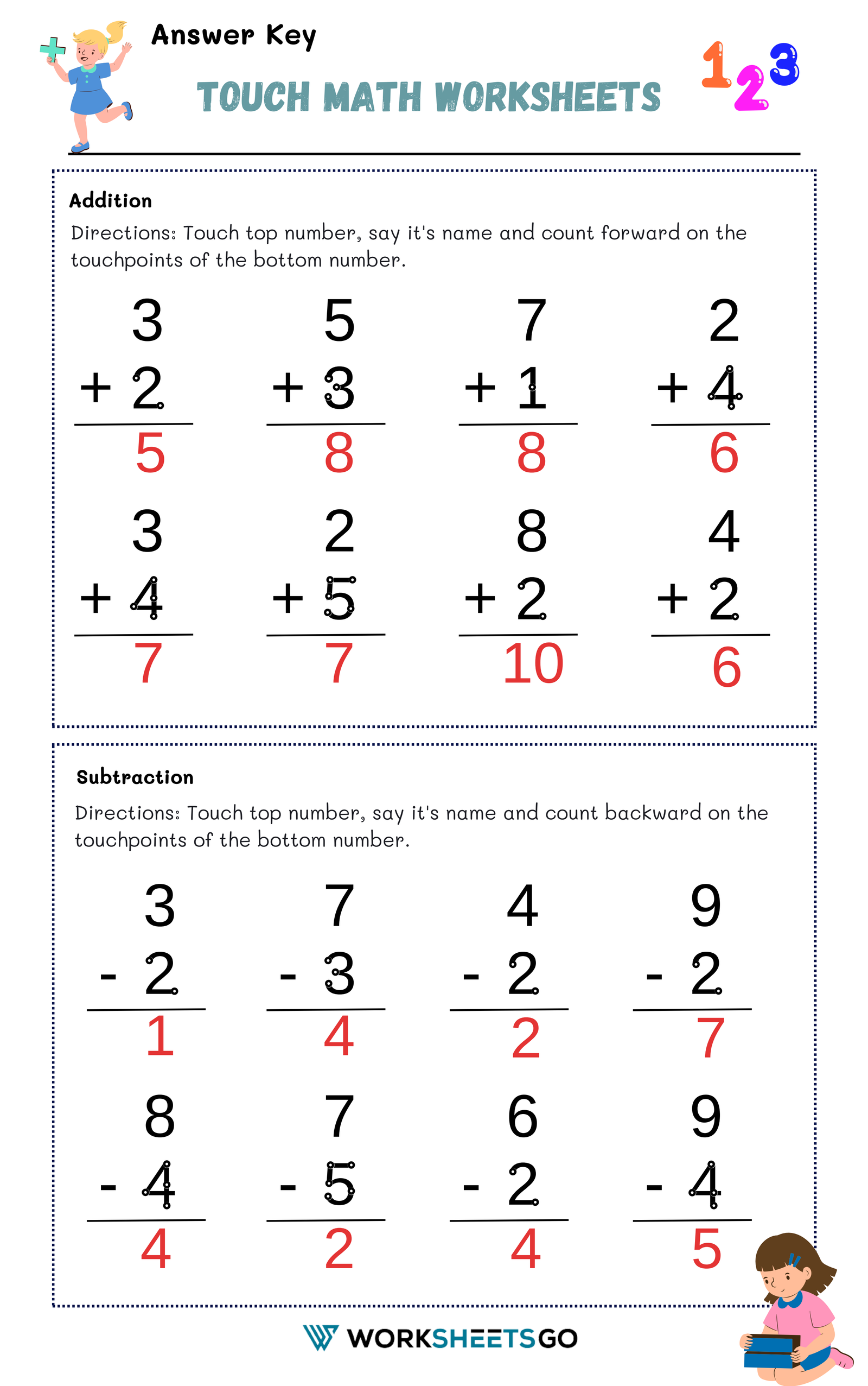 touch math worksheets pdf free download