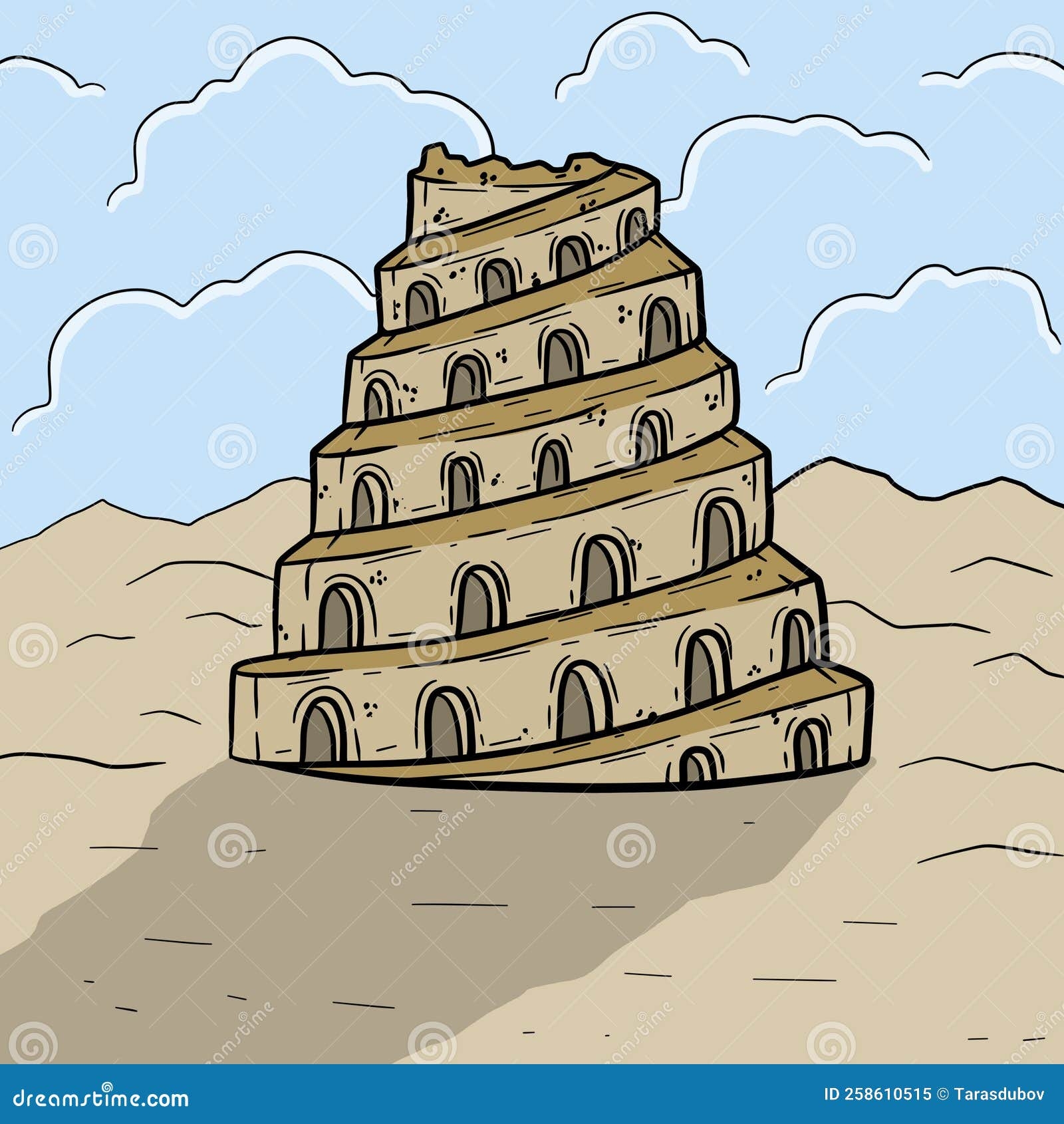 Tower Of Babel Ancient City Babylon Stock Vector Illustration 