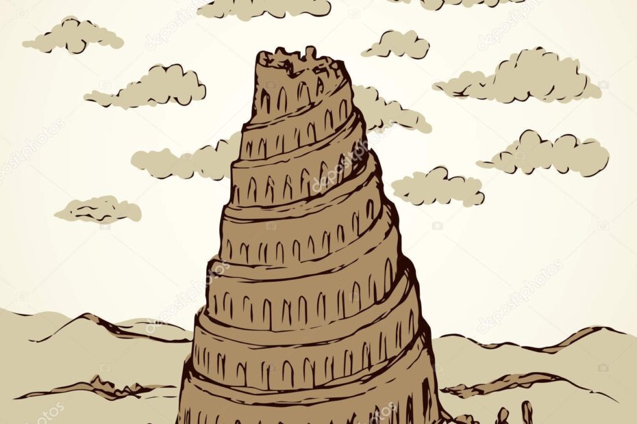 Tower Of Babel Vector Drawing Stock Vector By Marinka 264607920