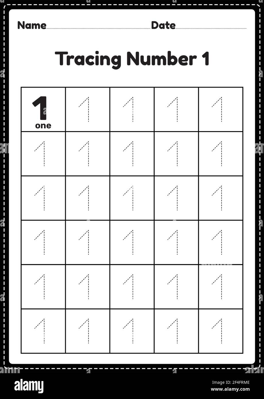 tracing number one worksheets