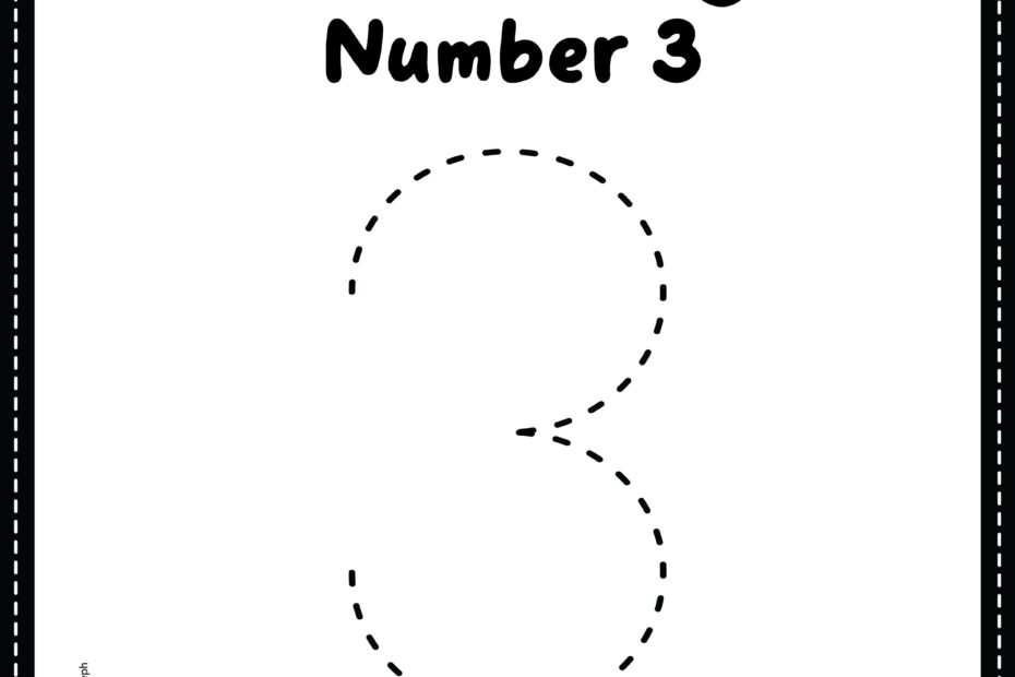 Tracing Number 3 Worksheet For Kids Free Printable PDF