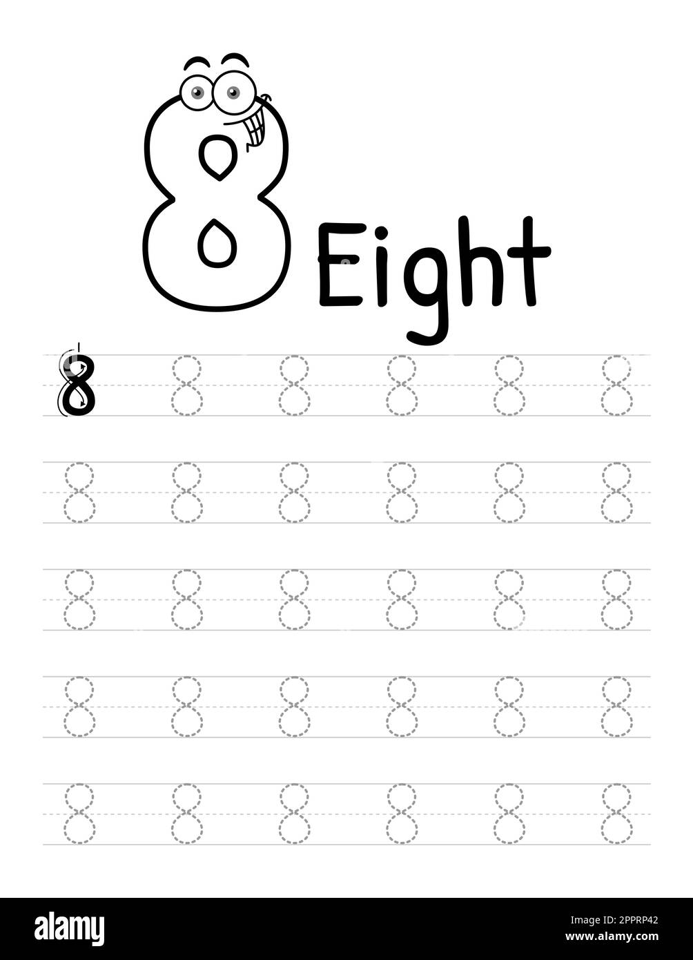 Tracing Number 8 Stock Vector Images Alamy