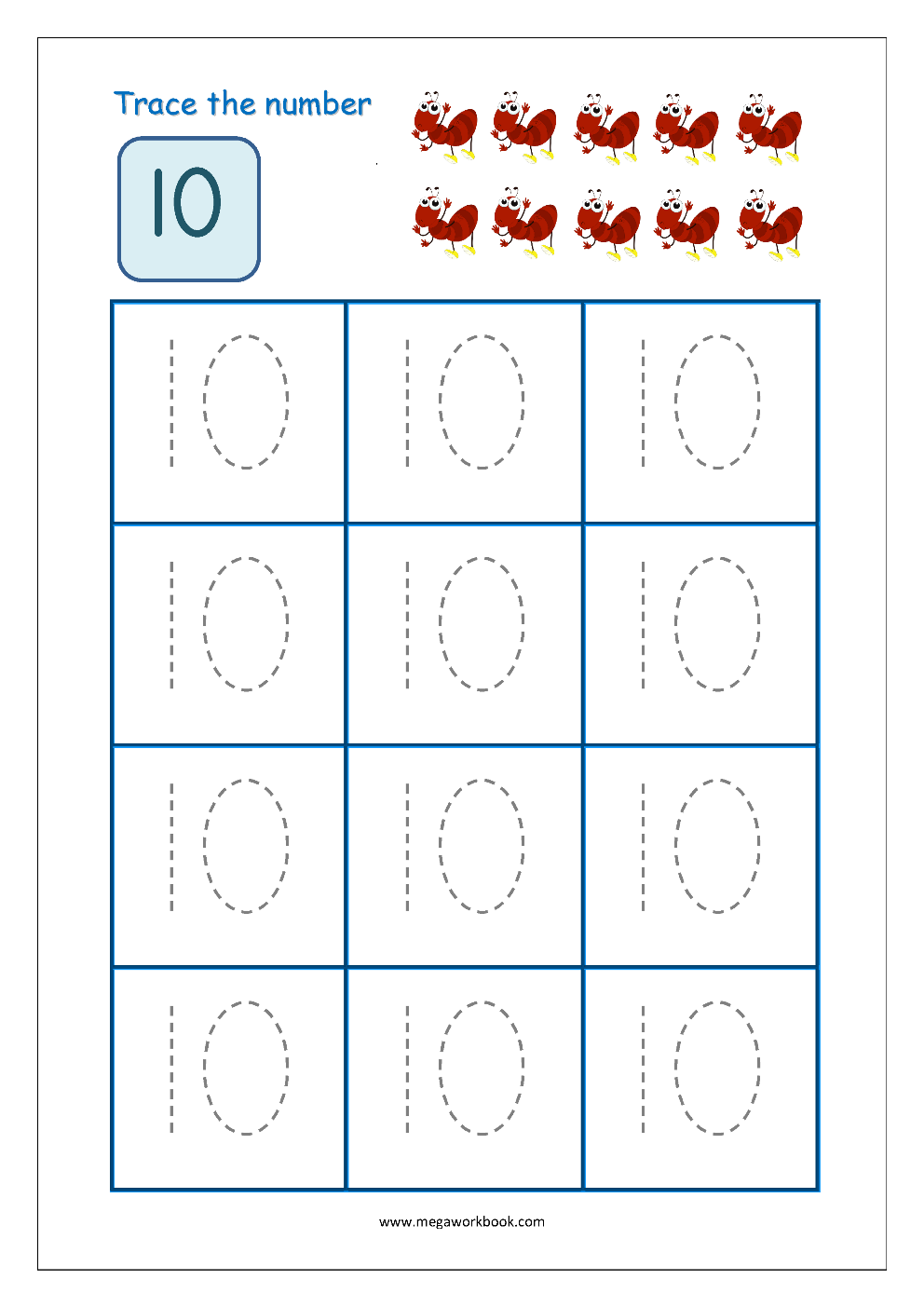 Tracing Numbers Number Tracing Worksheets Tracing Numbers 1 To 10 Number Writing Practice MegaWorkbook