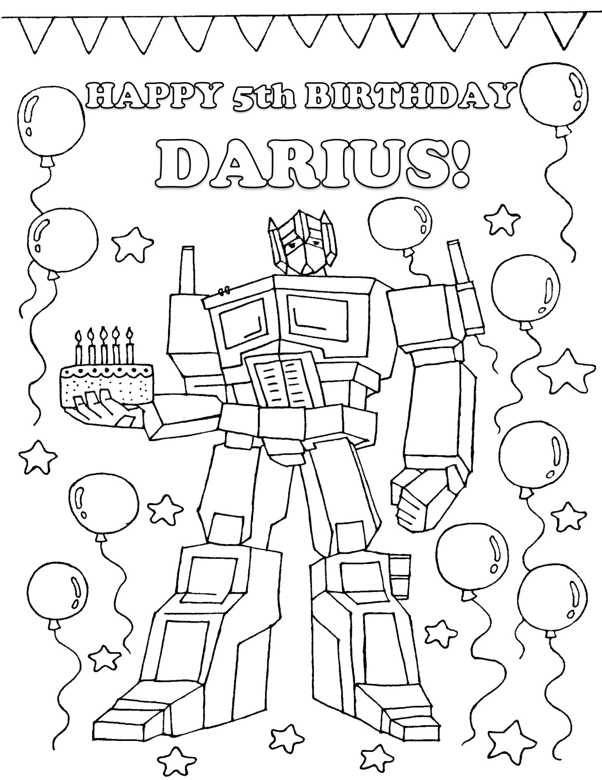 Transformer Birthday Coloring Sheets For Kids transformer Party 