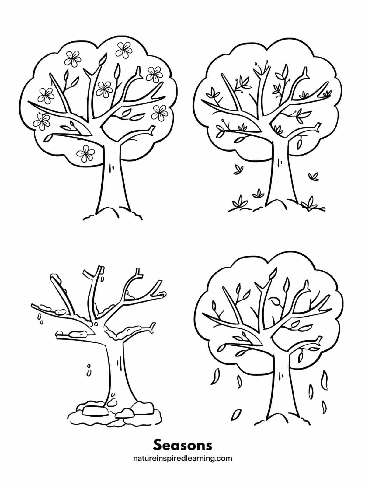 4 seasons coloring pages printable