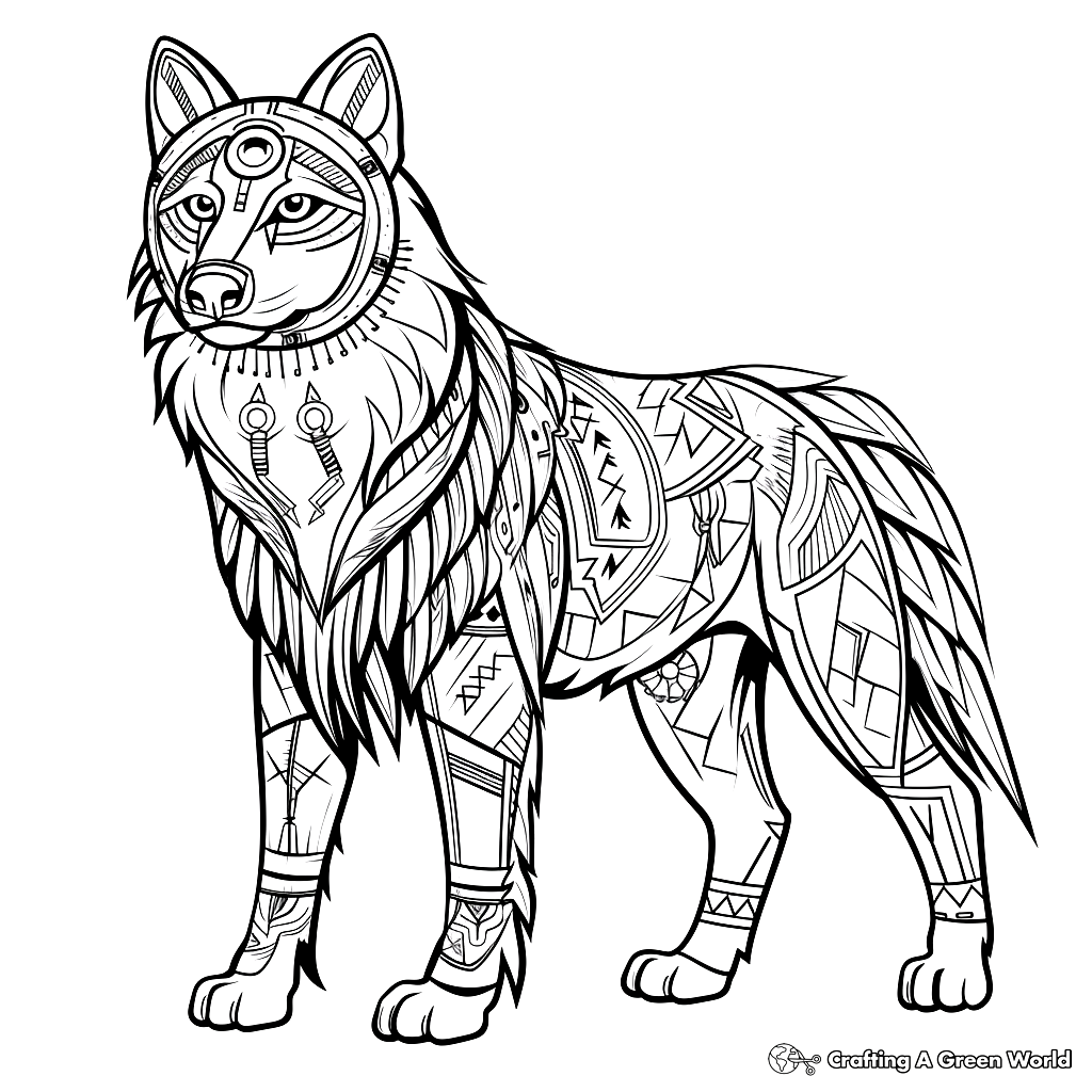 Tribal Inspired Design Wolf Coloring Pages Free U0026 Printable 