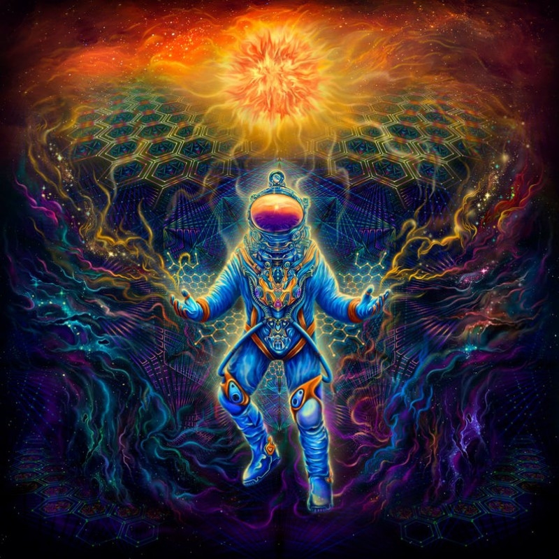 Trippy Psychedelic Wall Art Astronaut Fractalika