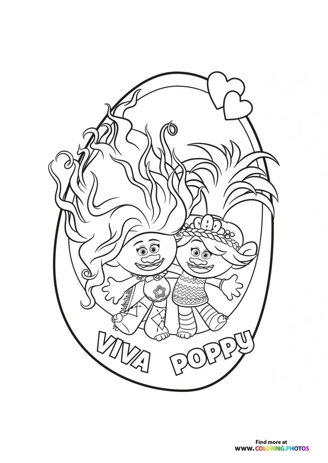 poppy troll coloring page free