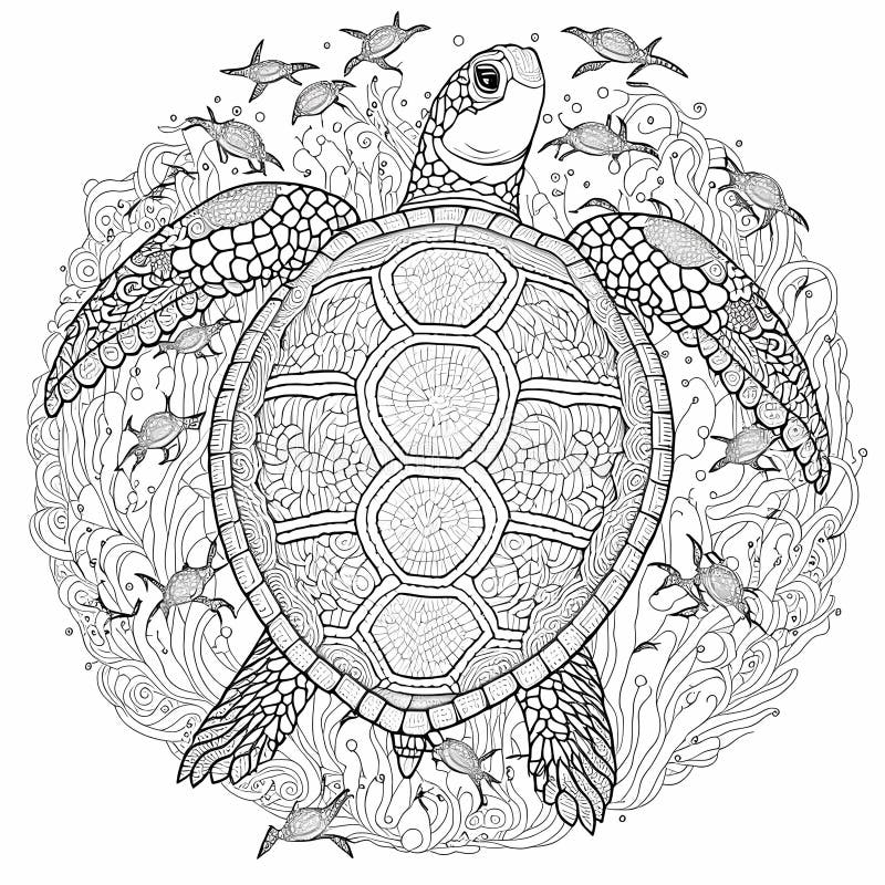 Turtle Animal Coloring Book Adults Stock Illustrations 142 