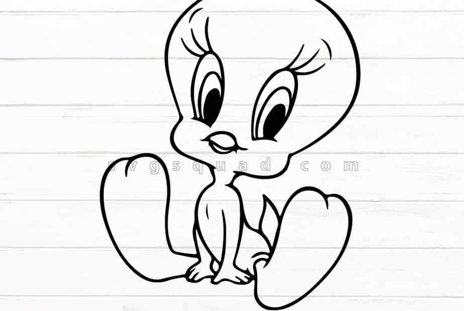 Tweety Bird Svg Outline Cut File For Cricut And Silhouette Cameo Tweety Clipart