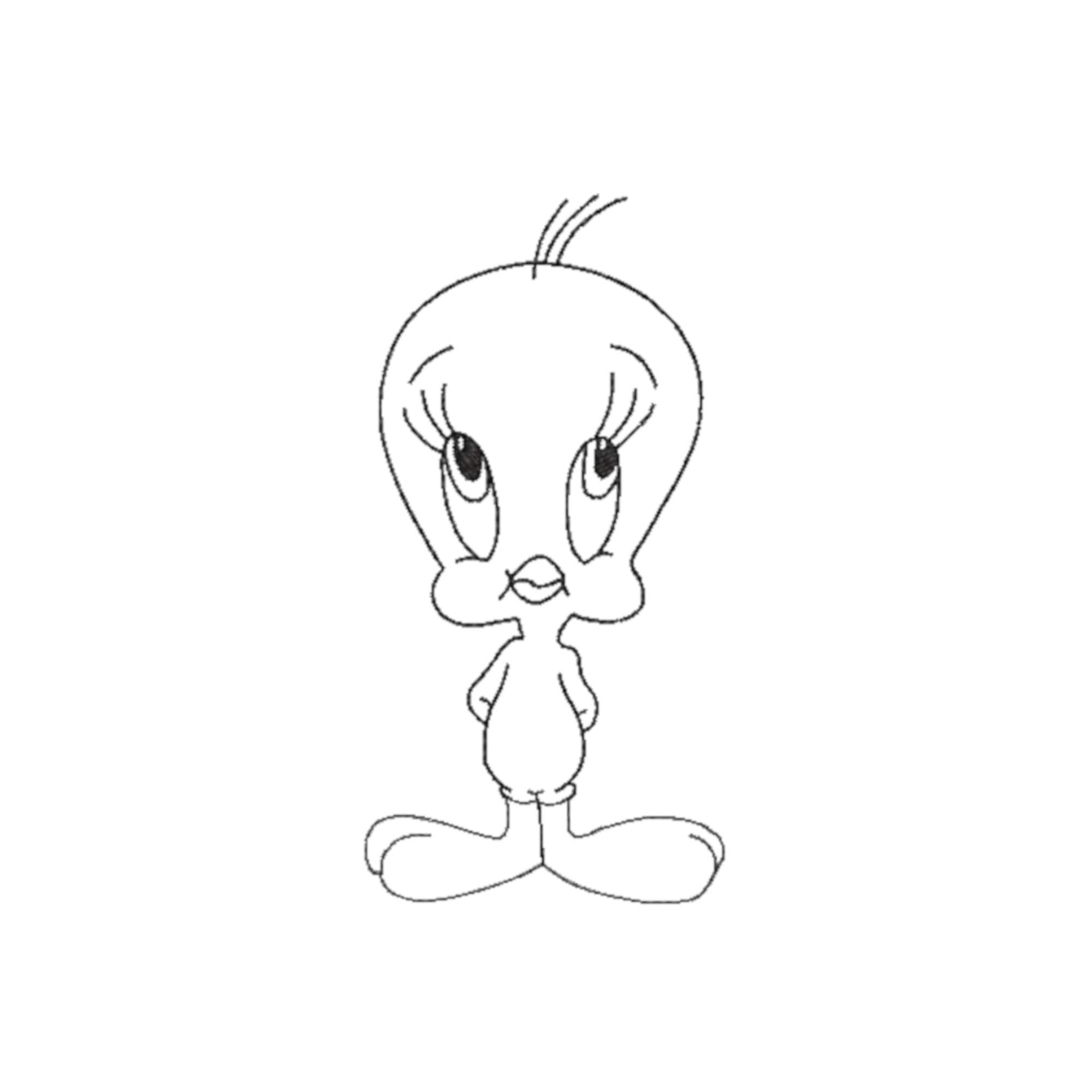 Tweety Looney Tunes Outline Machine Embroidery Design Multiple 