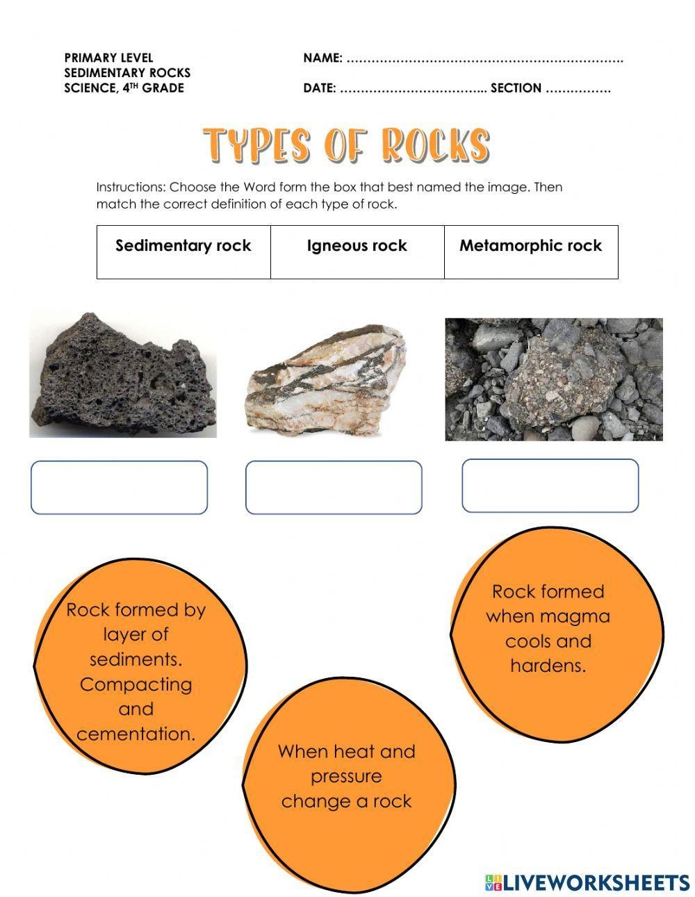 Types Of Rocks Exercise Live Worksheets Worksheets Library