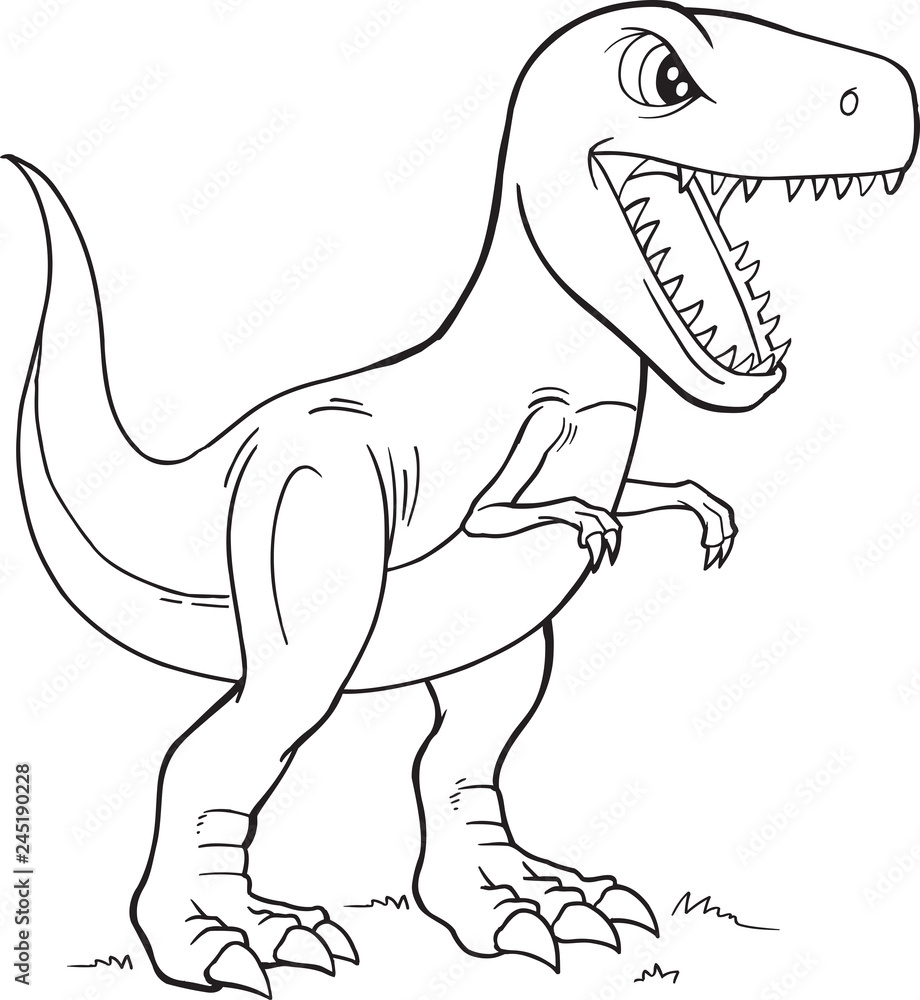 Tyrannosaurus Rex Dinosaur Coloring Page Vector Illustration Art Stock Vector Adobe Stock