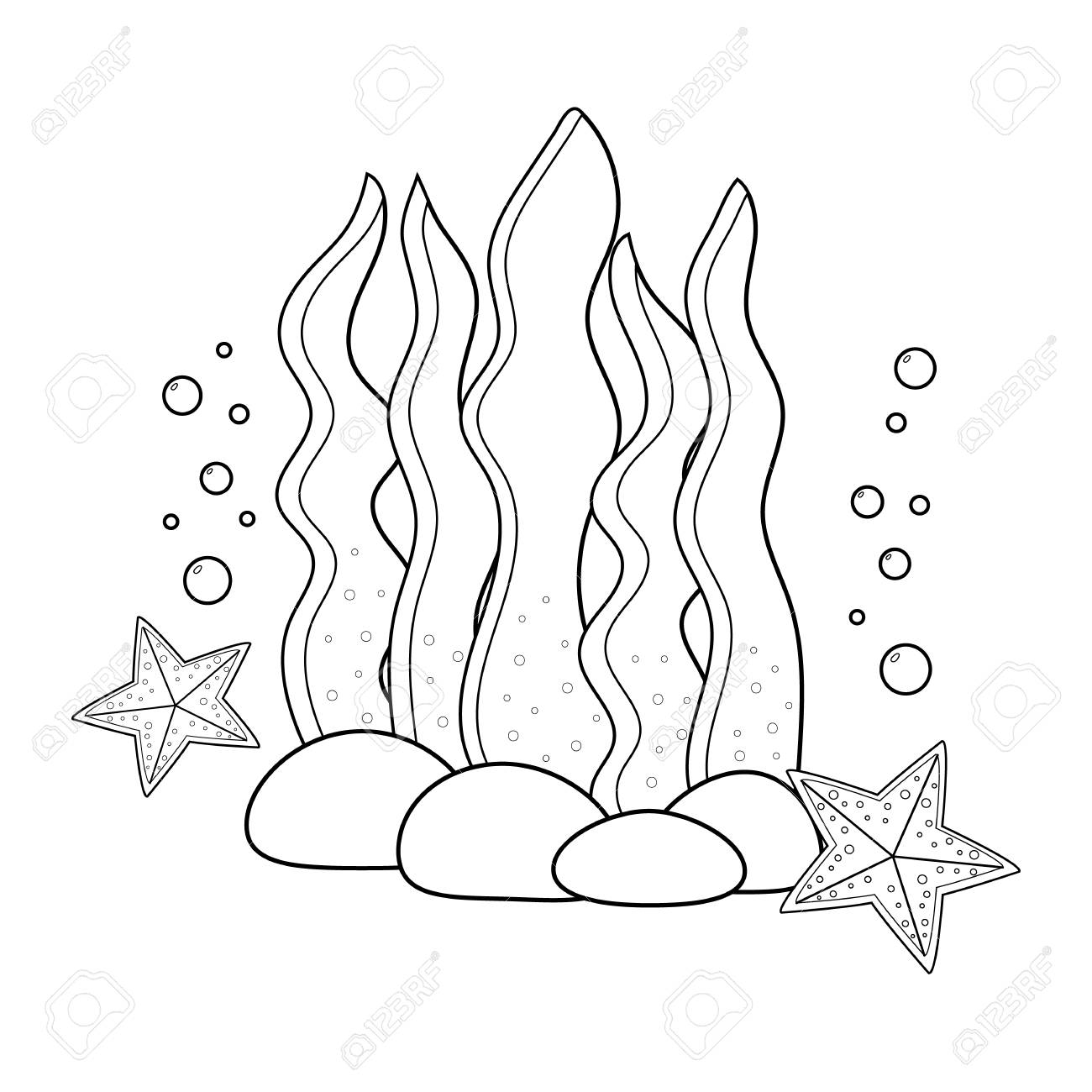 Underwater Coloring Page For Kids Royalty Free SVG Cliparts 