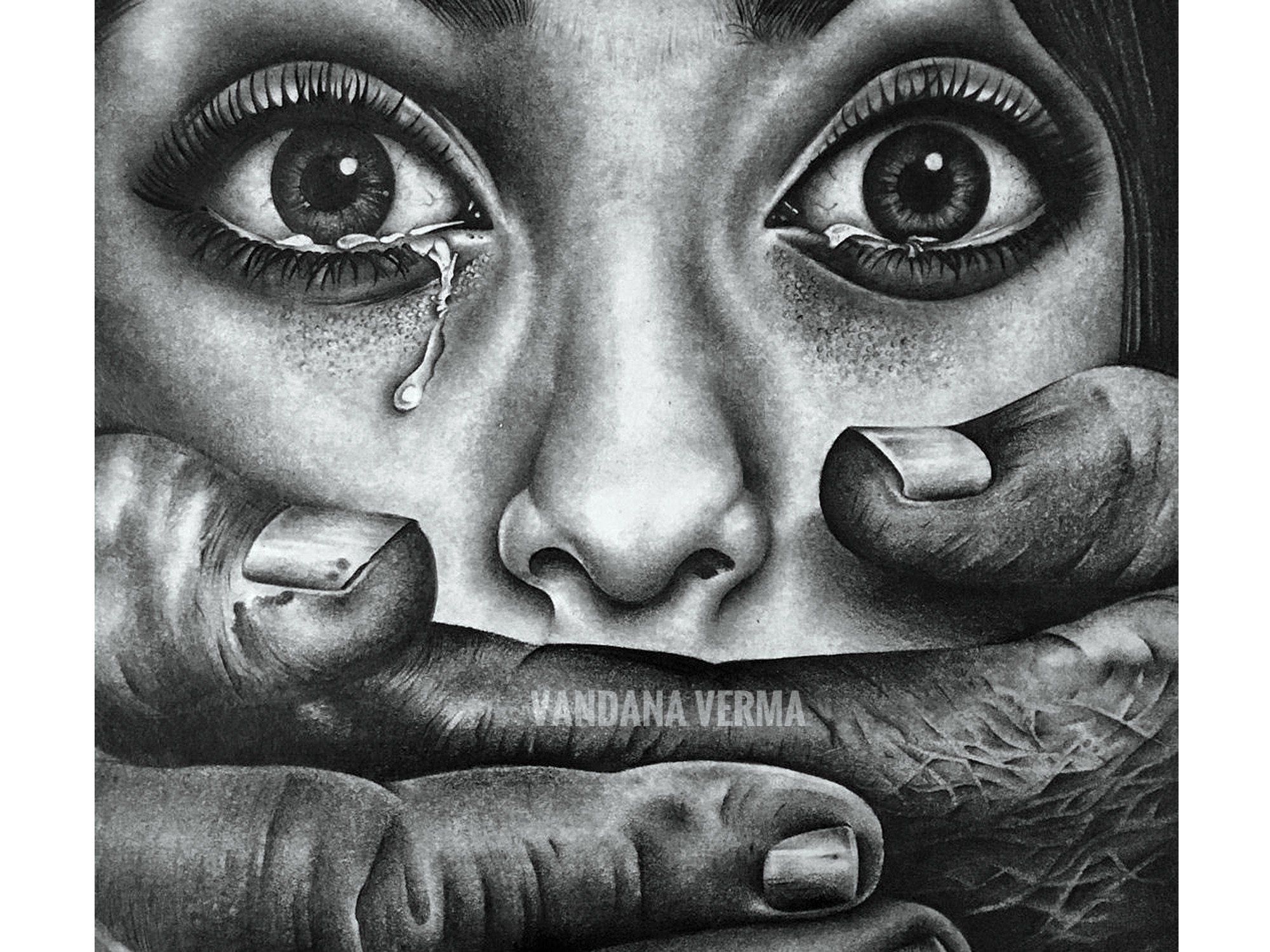 Untold Face Pencil Sketch Painting Artwork By Vandana Verma Exotic India Art