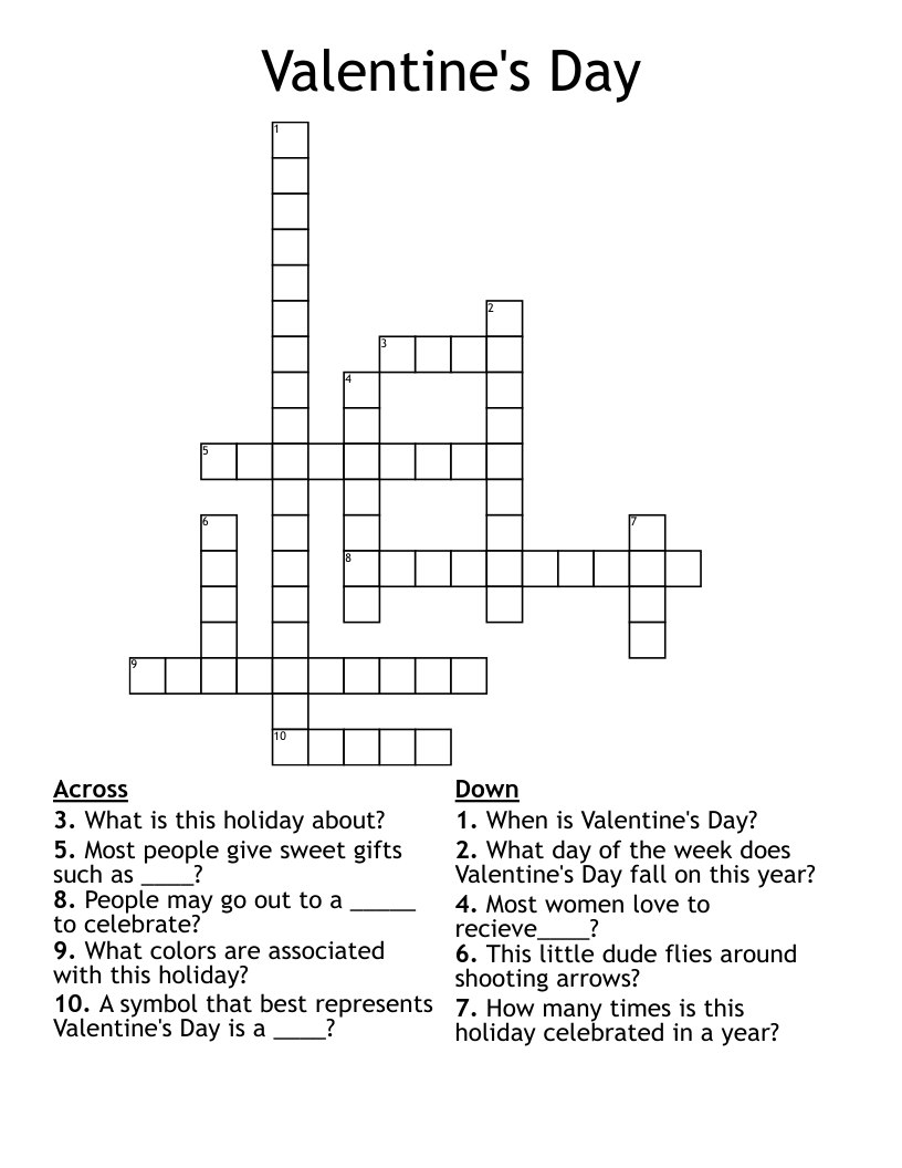 Valentine s Day Crossword WordMint