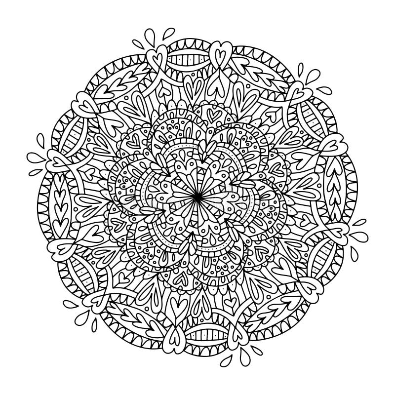 Vector Coloring Book For Adults With A Mandala Magic Love Mandala To Relieve Stress Printable Coloring Pages Print Black And Stock Illustration Illustration Of Deco Bohemian 187203192
