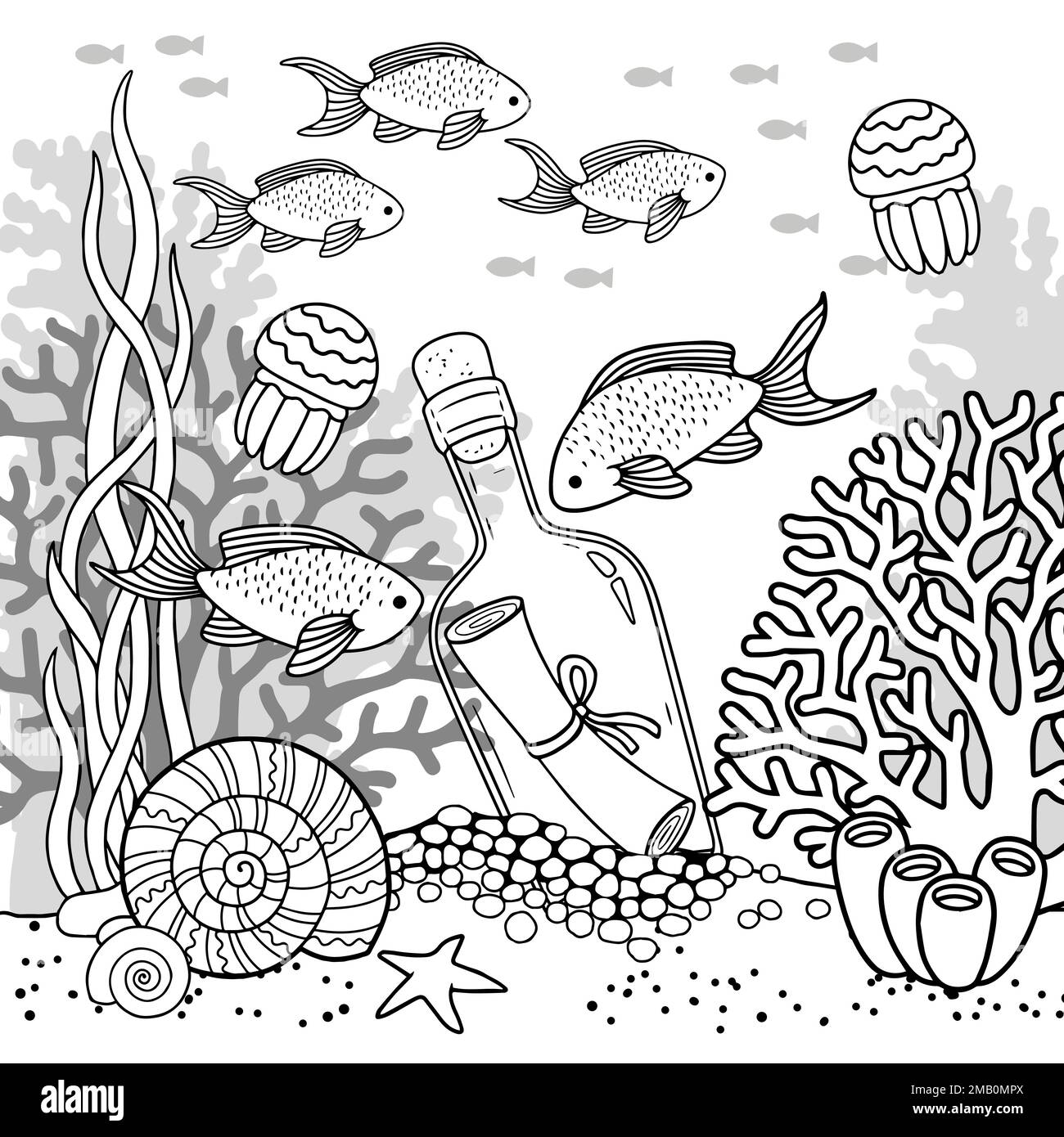 Vector Coloring Book Page For Adults Black And White Illustration 