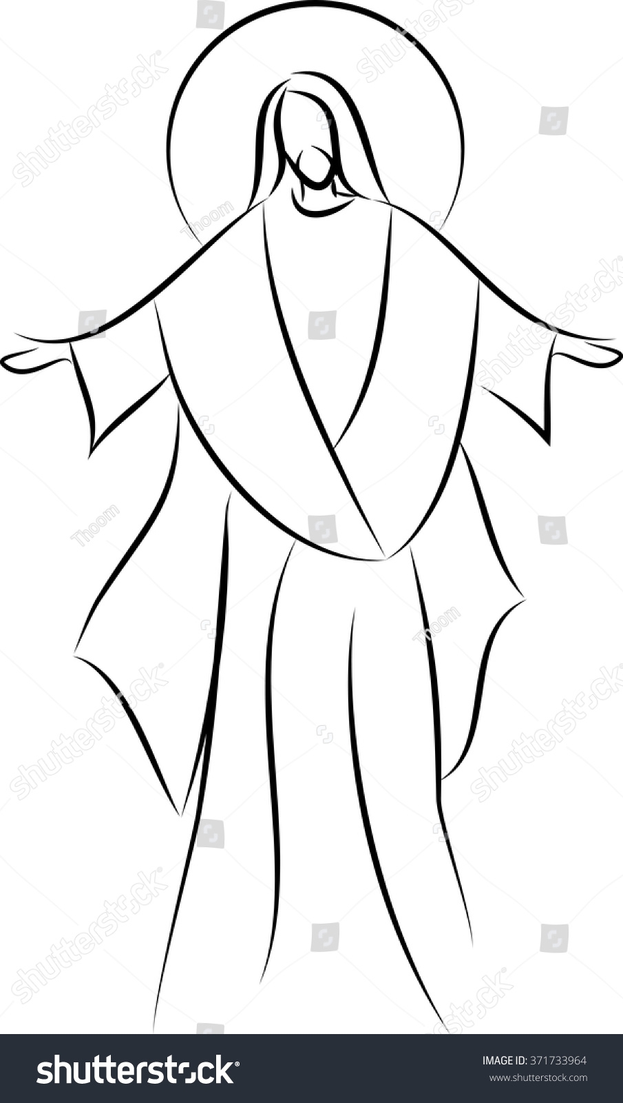 Vektor Stok Jesus Christ Simple Line Drawing Vector Tanpa Royalti 371733964 Shutterstock