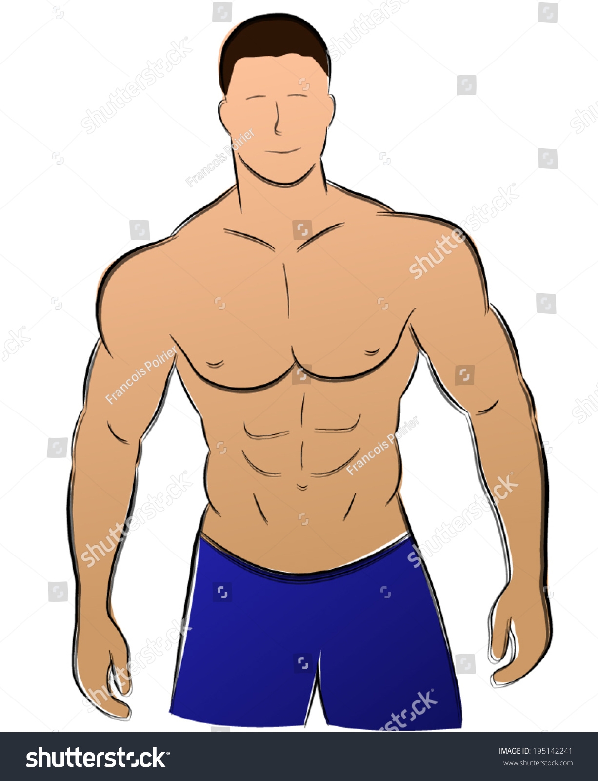 Vektor Stok Vector Illustration Muscle Man Drawing On Tanpa Royalti 195142241 Shutterstock