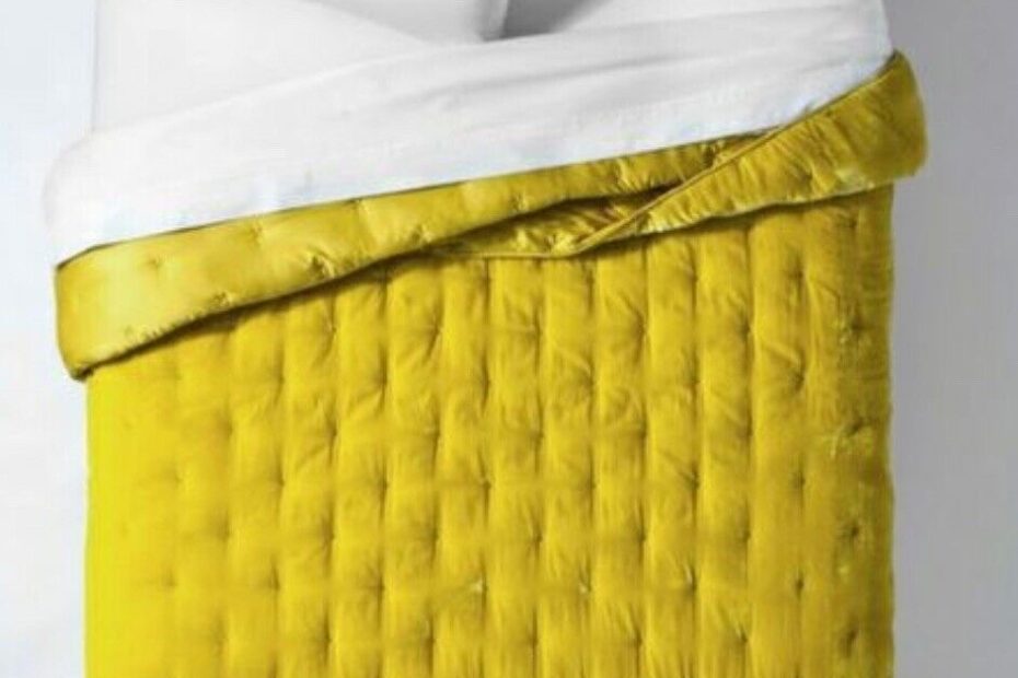 Velvet OpalHouse Tufted Stitch Quilt KING Size Citron yellow