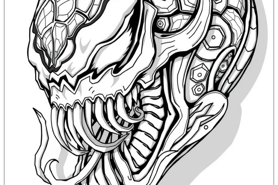 Venom Mask Coloring Page Free PDFu0026PNG Printable