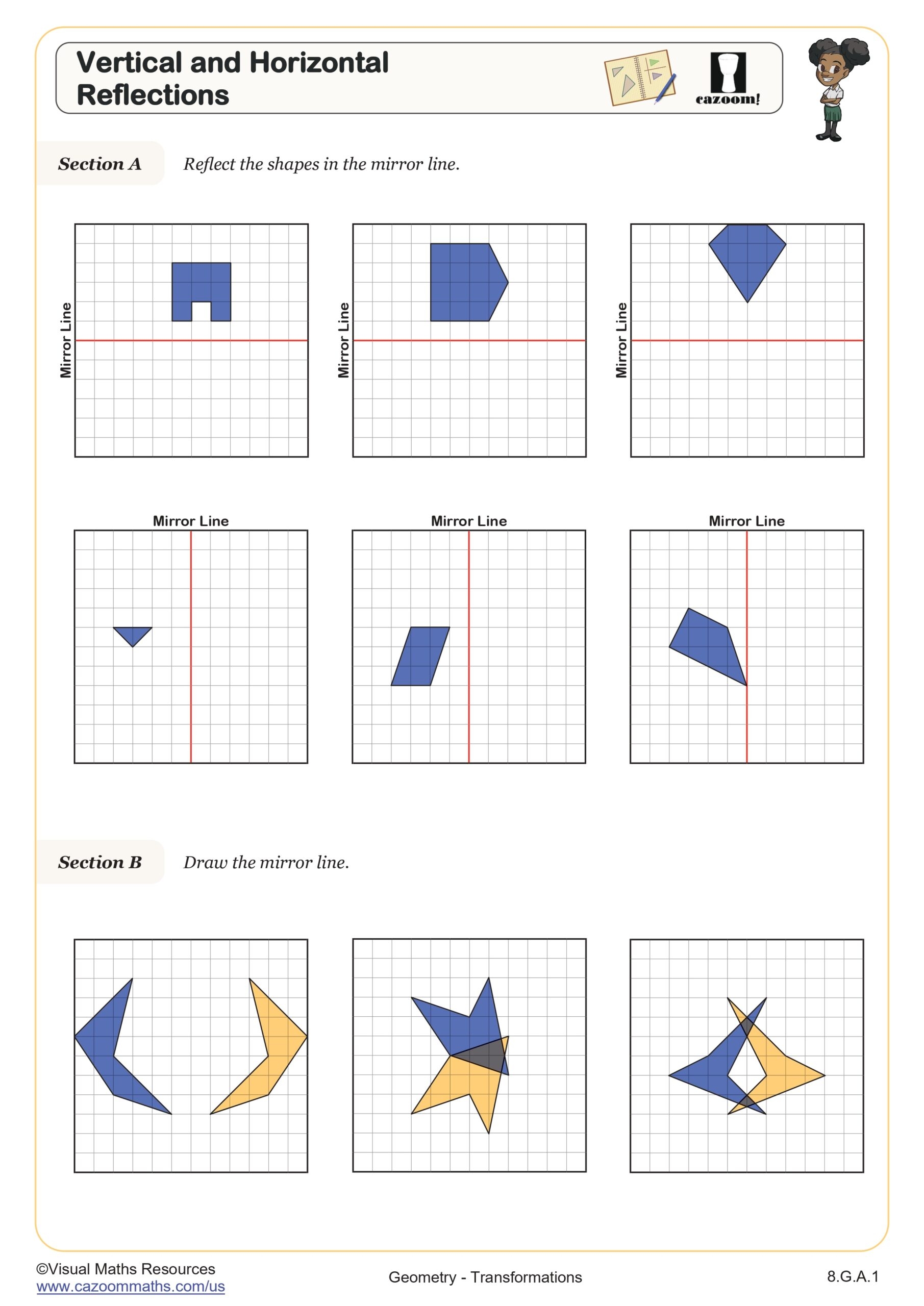 Vertical And Horizontal Reflections Worksheet Fun And Engaging 