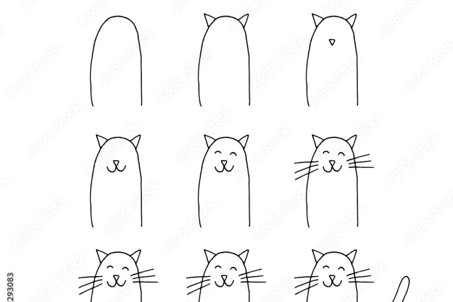 Vettoriale Stock Di Drawing Tutorial For Children How To Draw A Cat Step By Step Adobe Stock