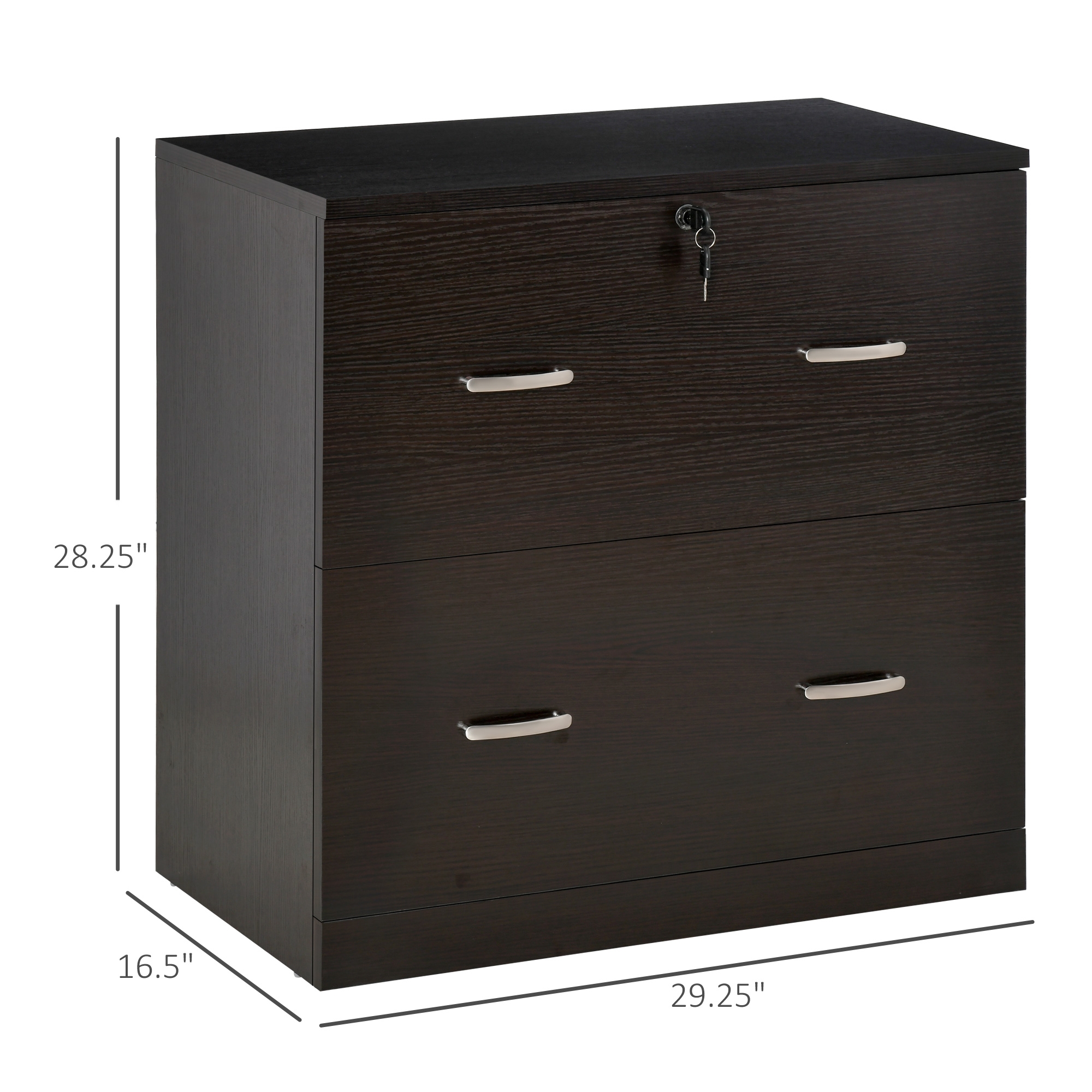 Vinsetto 2 Drawer File Cabinet With Lock And Keys Vertical Storage Filing Cabinet With Hanging Bar For A4 Size Home Office Espresso