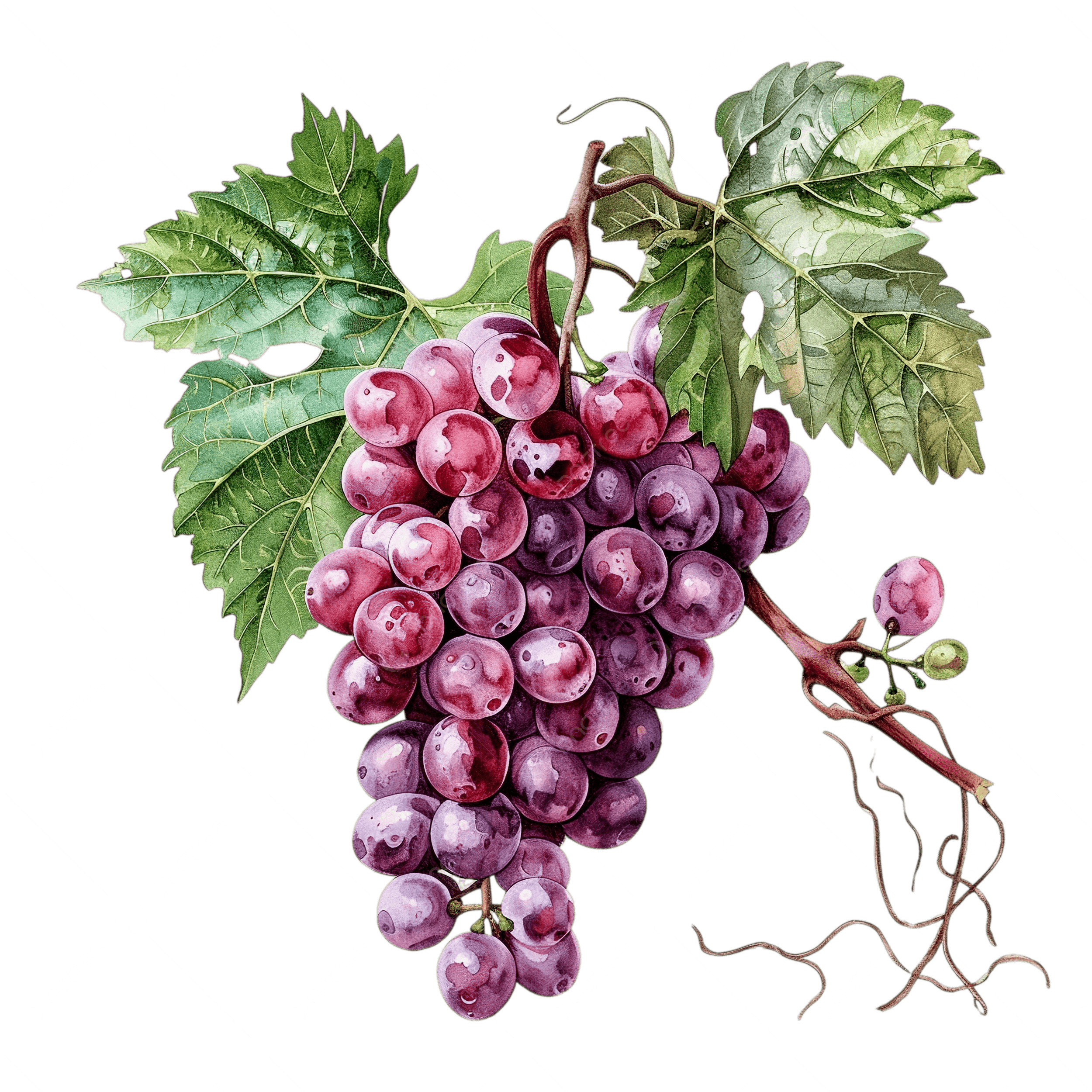 Vintage Realistic Botanical Watercolor Drawing Style A Big Bunch Of Grapes Easy To Cut Grape Fruit Food PNG Transparent Image And Clipart For Free Download