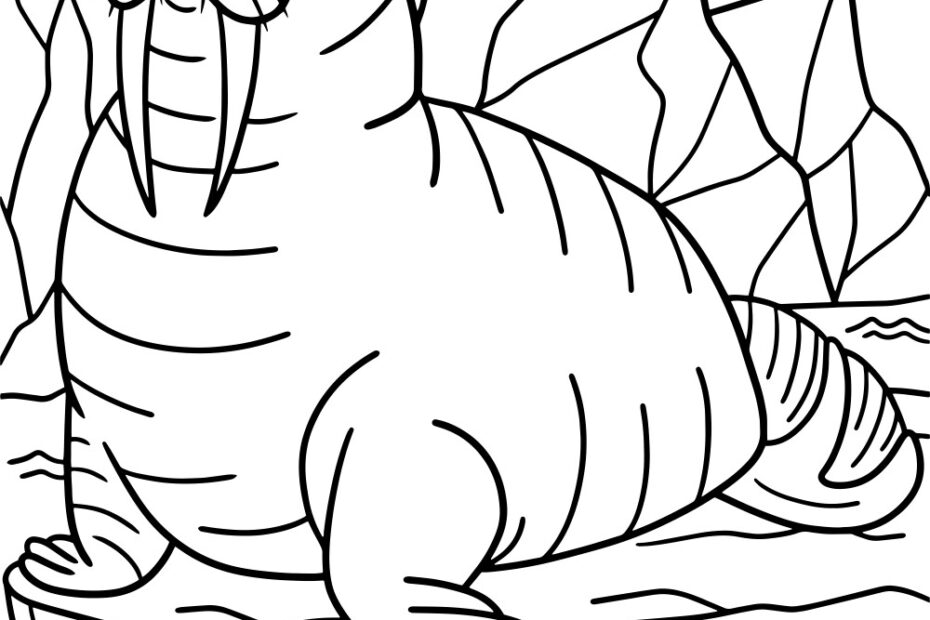 Walrus Coloring Page For Kids Royalty Free Vector Image
