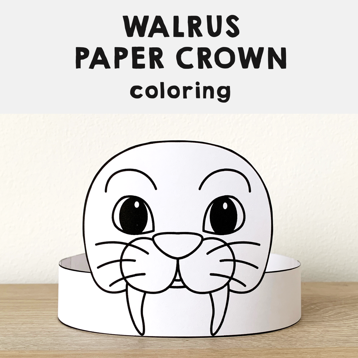 Walrus Paper Crown Printable Ocean Sea Animal Coloring Craft 