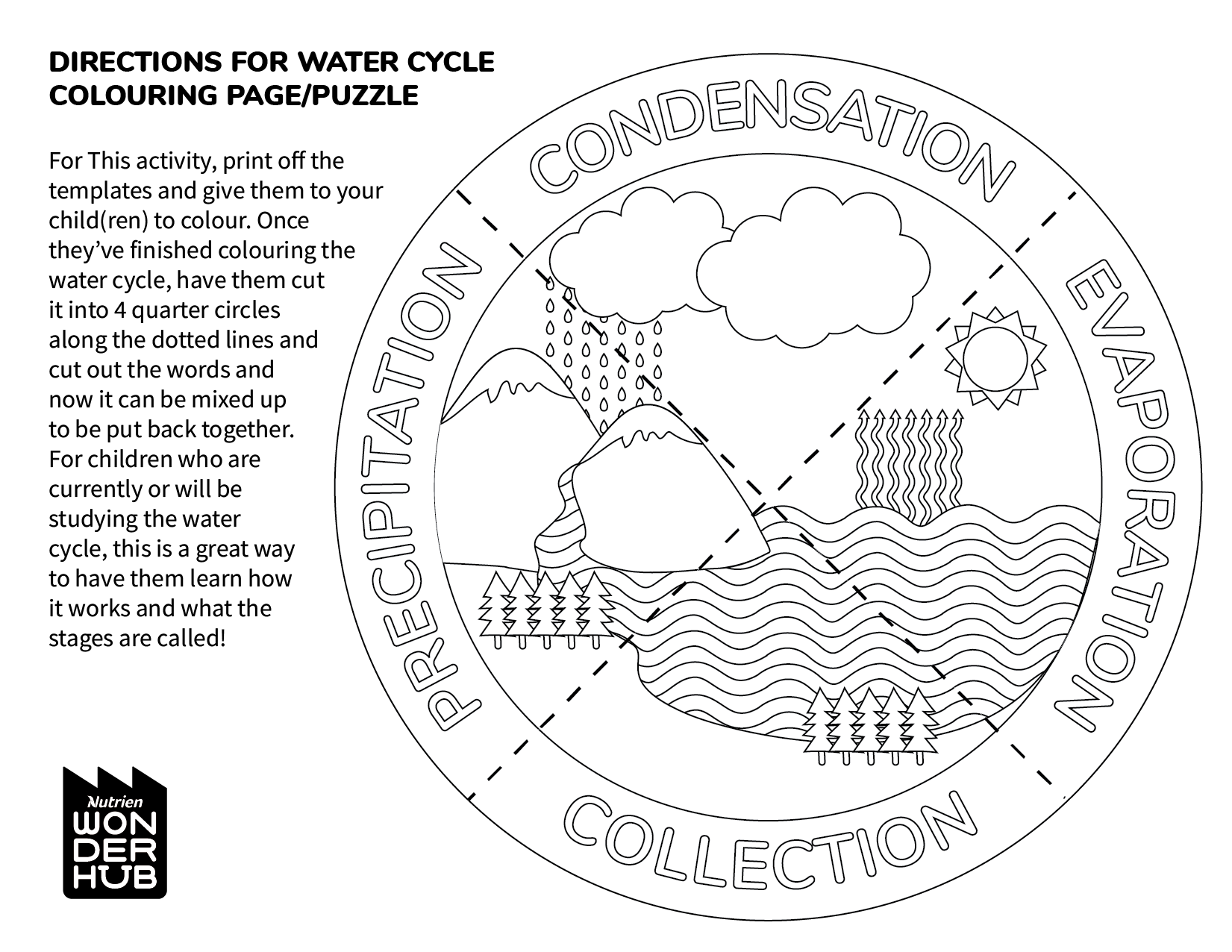 Water Cycle Colouring Pages U0026 Puzzle Wonderhub