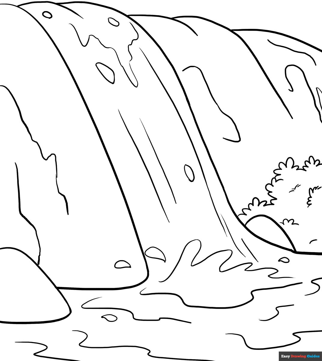 Waterfall Coloring Page Easy Drawing Guides