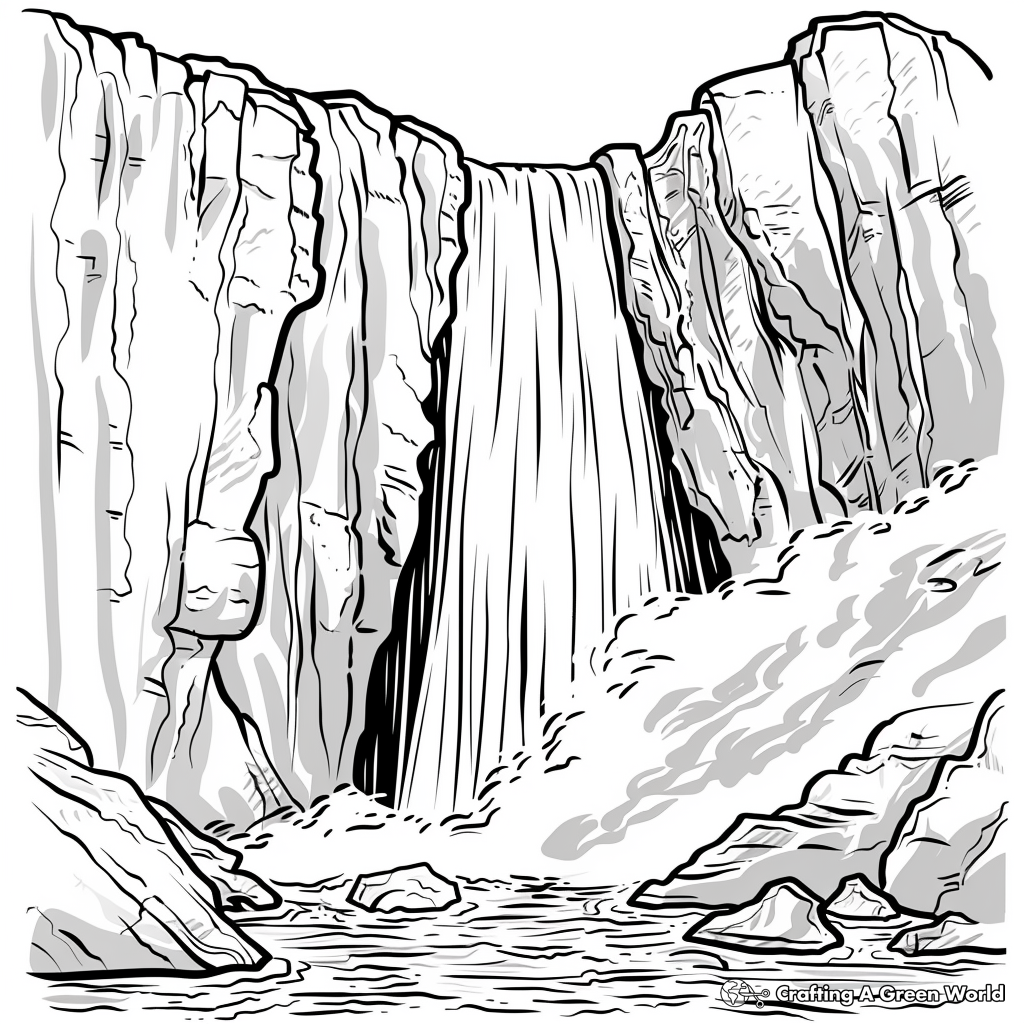 Waterfall Coloring Pages Free U0026 Printable 