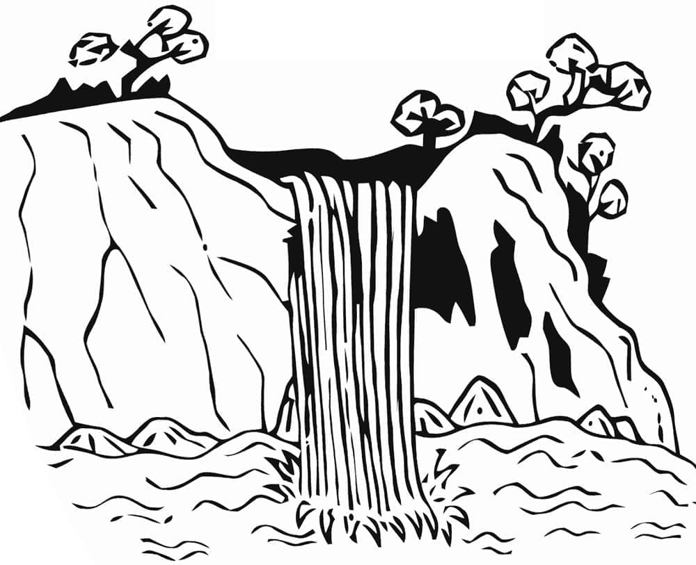free printable waterfall drawing