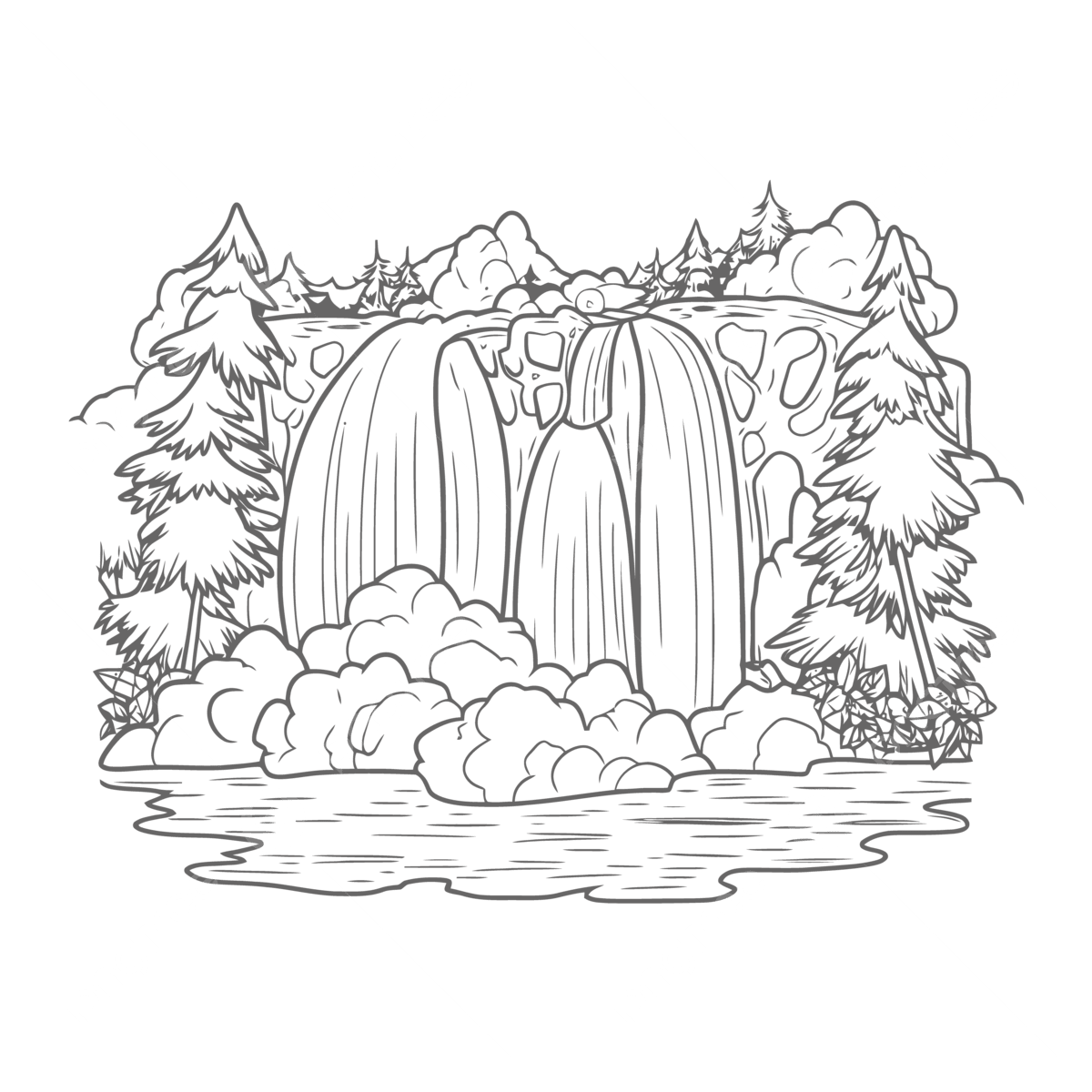 Waterfalls Coloring Pages Free Outline Sketch Drawing Vector Fall Drawing Wing Drawing Waterfall Drawing PNG And Vector With Transparent Background For Free Download