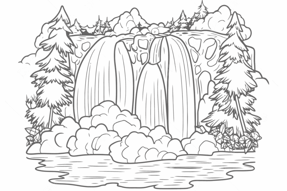 Waterfalls Coloring Pages Free Outline Sketch Drawing Vector Fall Drawing Wing Drawing Waterfall Drawing PNG And Vector With Transparent Background For Free Download