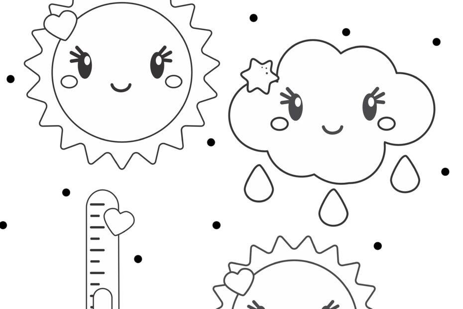 Weather Coloring Page Preschool Mothers Day Out Daycare Learning Printable Sunny Cloudy Rainy Instant Download Etsy Ireland